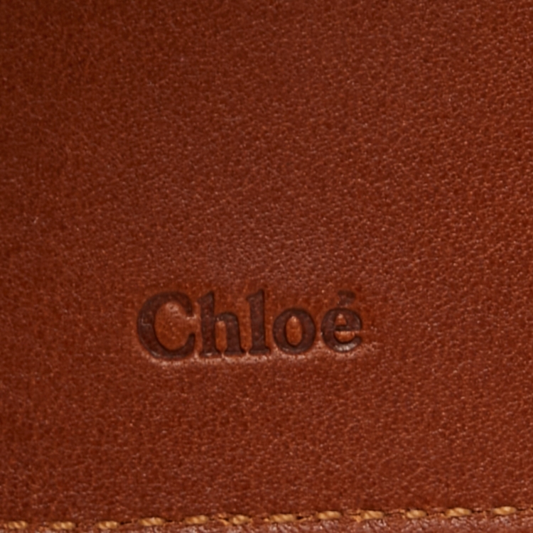 Pre Owned Chloe Brown Leather Passport Holder