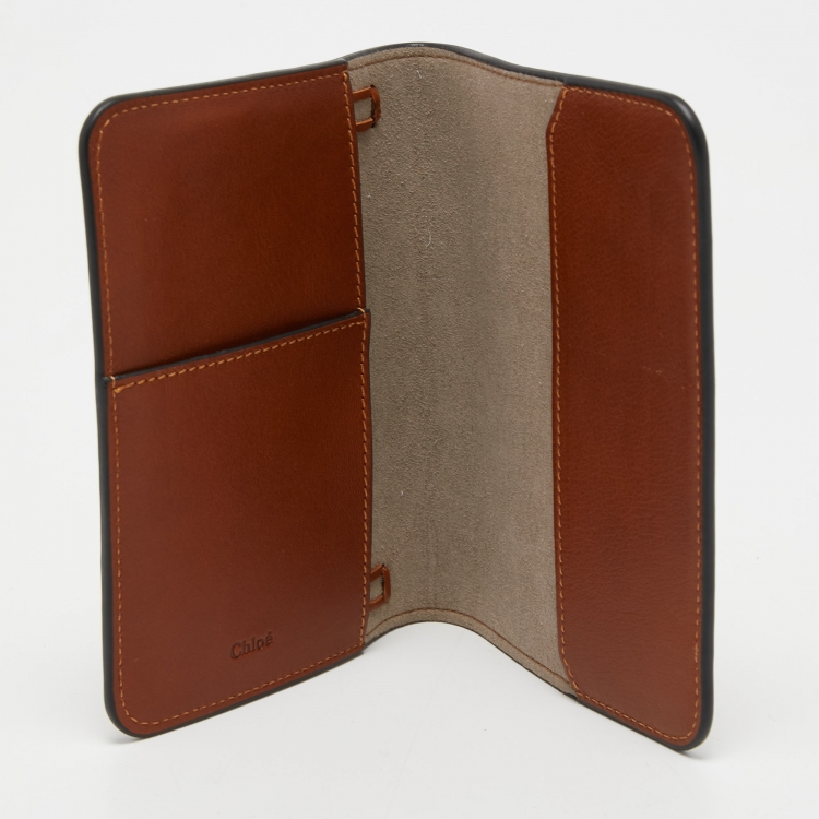Pre Owned Chloe Brown Leather Passport Holder
