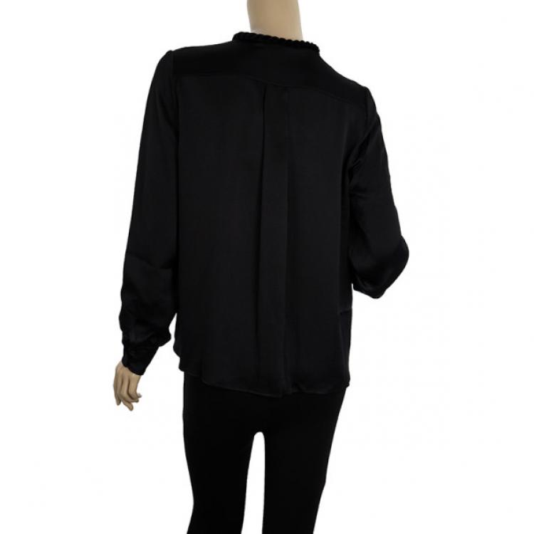 Pre Owned Chloe Velvet Embellished Collar Silk Shirt S