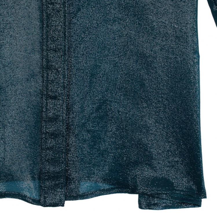 Pre Owned Chloe Silk Shimmery Blue Button Up Shirt M