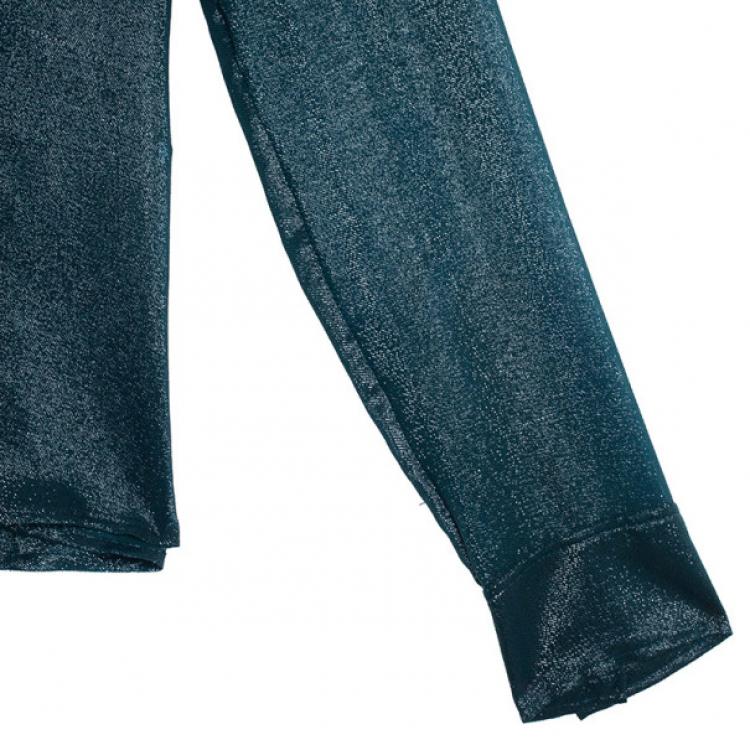 Pre Owned Chloe Silk Shimmery Blue Button Up Shirt M