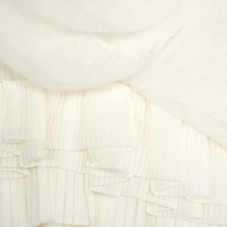 Pre Owned Chloe Beige Ruffle Silk Organza Top M