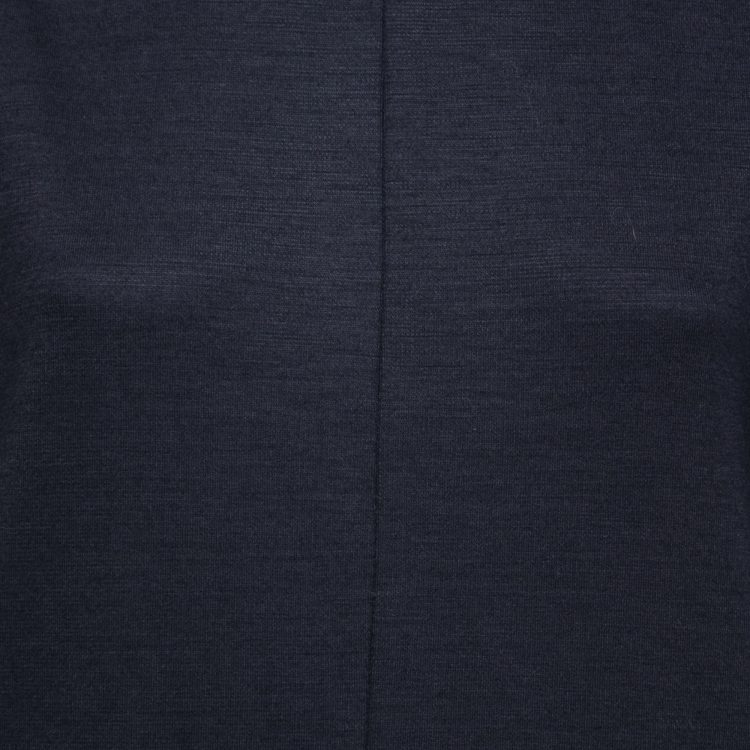 Pre Owned Chloé Navy Blue Stretch Wool Lace Detail Shift Dress XS