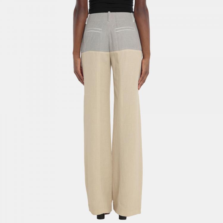 Pre Owned Chloe Beige/Grey Wide-Leg Pants S (FR 36)