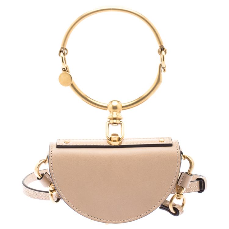 Pre Owned Chloe Beige Leather Mini Nile Minaudière Crossbody Bag