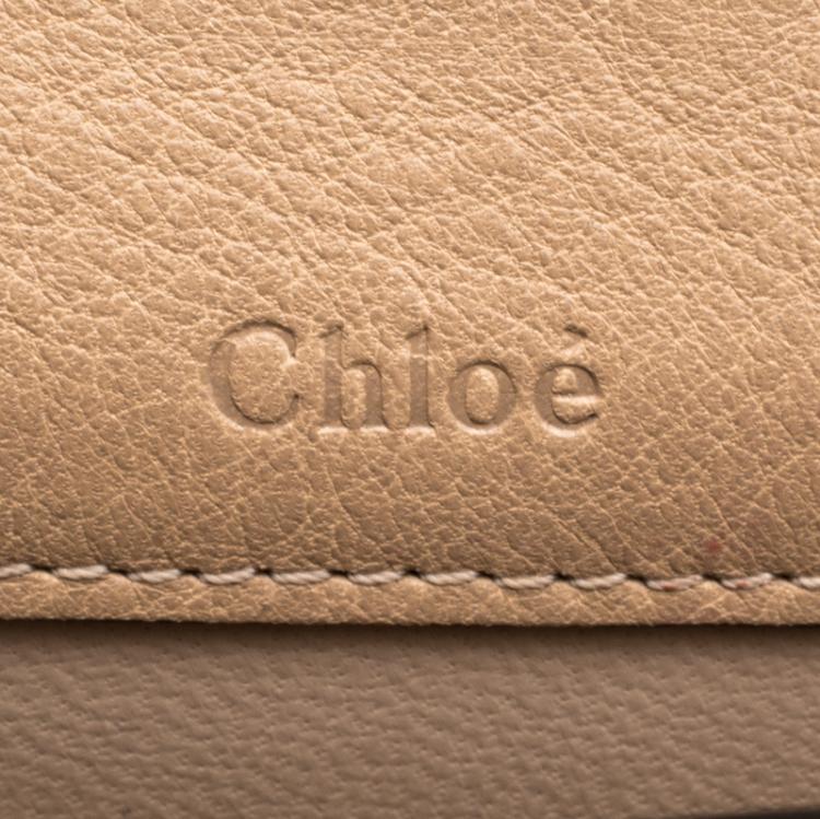 Pre Owned Chloe Beige Leather Mini Nile Minaudière Crossbody Bag