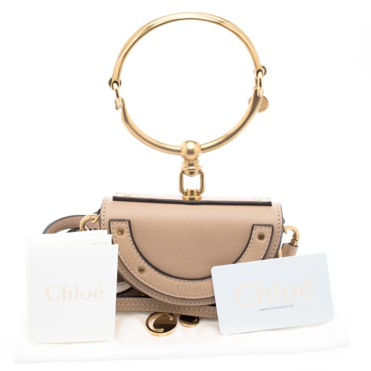 Pre Owned Chloe Beige Leather Mini Nile Minaudière Crossbody Bag
