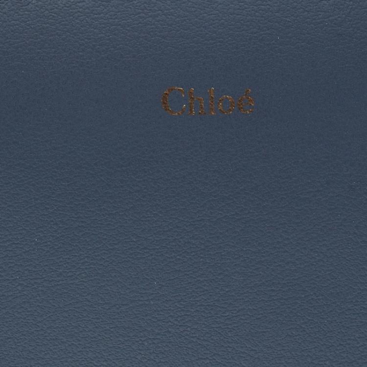 Pre Owned Chloe Stone Blue Leather Baylee Zip Around Wallet
