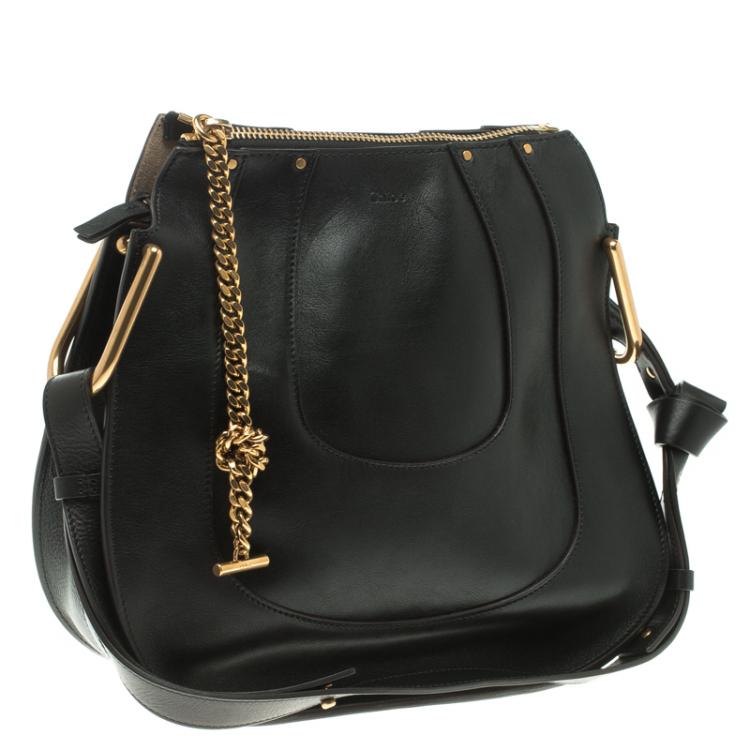 Pre Owned Chloe Black Leather Small Hayley Hobo