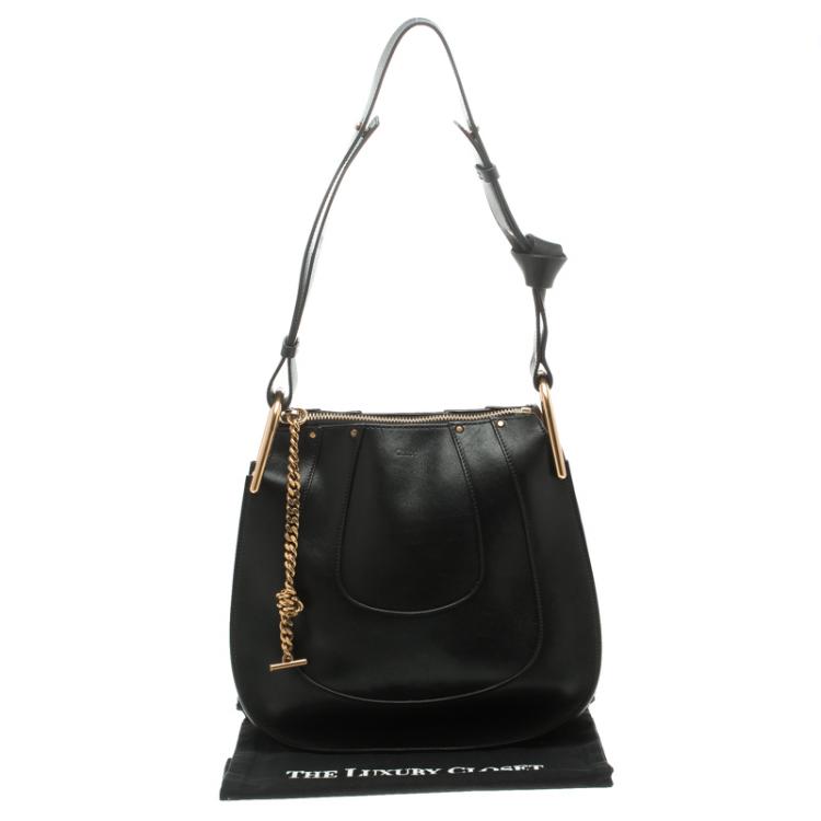 Pre Owned Chloe Black Leather Small Hayley Hobo
