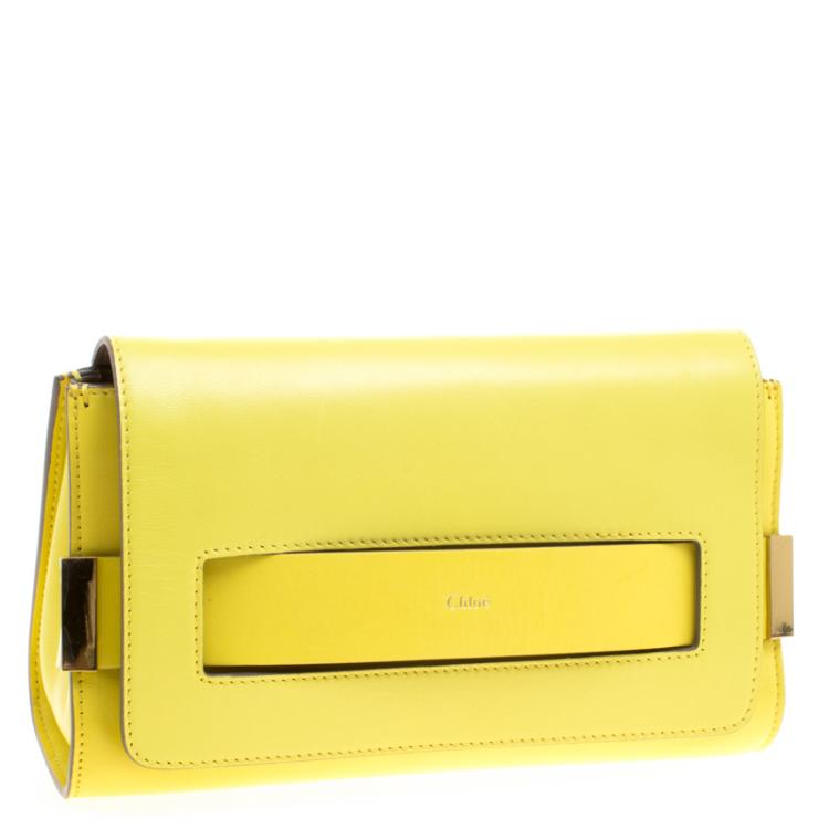 Pre Owned Chloe Yellow Leather Small Elle Clutch