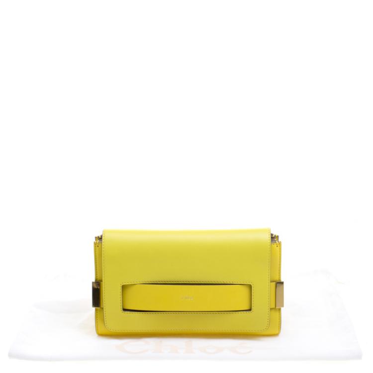 Pre Owned Chloe Yellow Leather Small Elle Clutch
