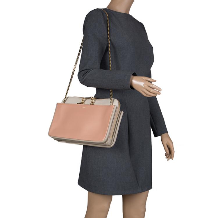 مملوكة مسبقًا Chloe Beige/Peach Leather Lucy Shoulder Bag