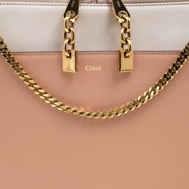 مملوكة مسبقًا Chloe Beige/Peach Leather Lucy Shoulder Bag