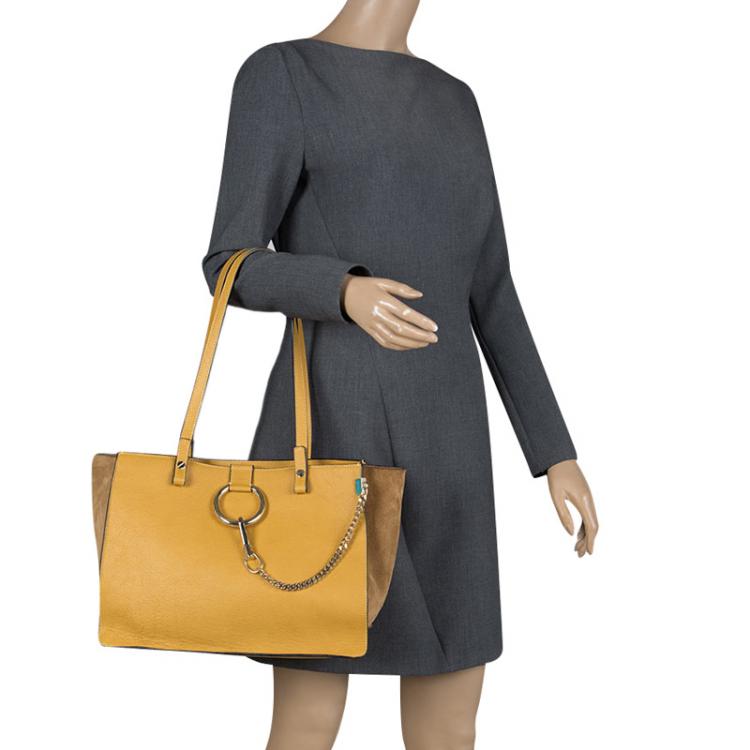 Pre Owned Chloe Yellow Leather Faye Tote