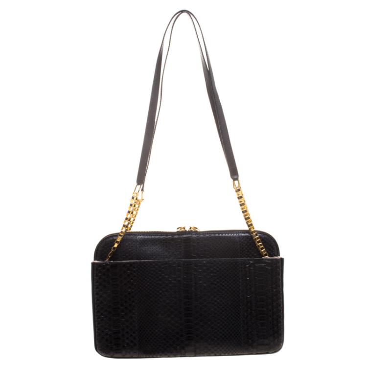 Pre Owned Chloe Black Python Lucy Shoulder Bag