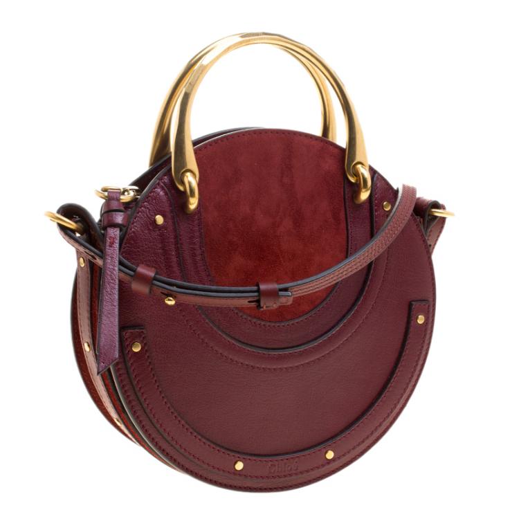 Pre Owned Chloe Burgundy Leather and Suede Pixie Shoulder Bag