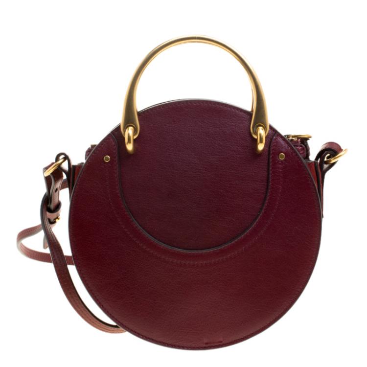 Pre Owned Chloe Burgundy Leather and Suede Pixie Shoulder Bag