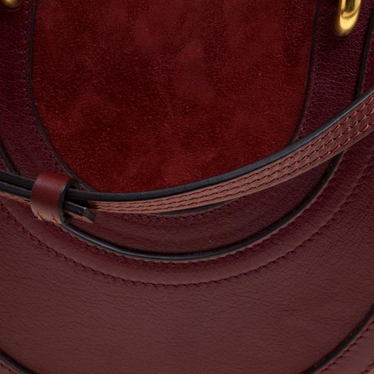 Pre Owned Chloe Burgundy Leather and Suede Pixie Shoulder Bag