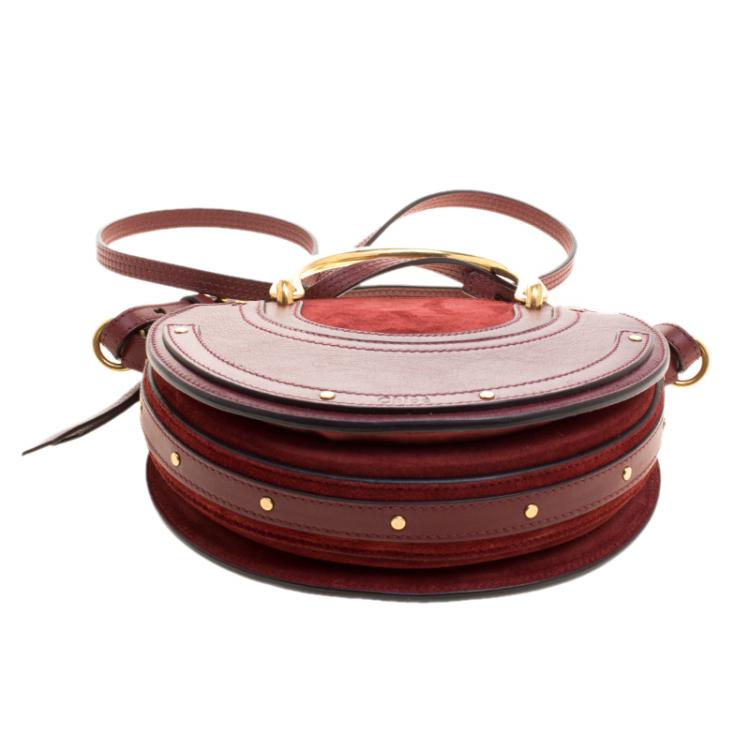 Pre Owned Chloe Burgundy Leather and Suede Pixie Shoulder Bag