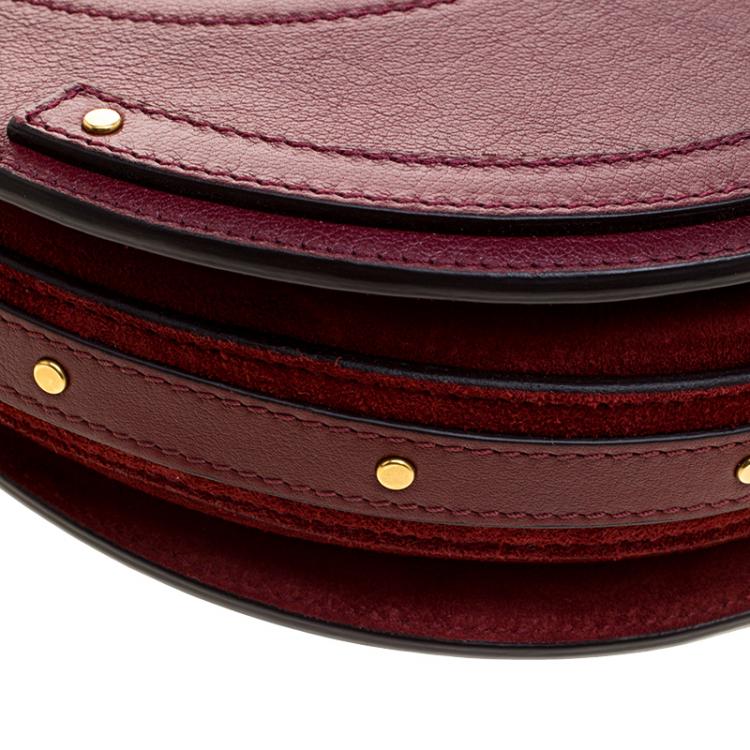 Pre Owned Chloe Burgundy Leather and Suede Pixie Shoulder Bag