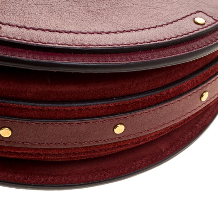 Pre Owned Chloe Burgundy Leather and Suede Pixie Shoulder Bag