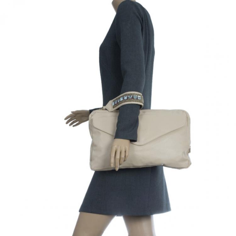 Pre Owned Chloe Cream Leather Leonie Clutch