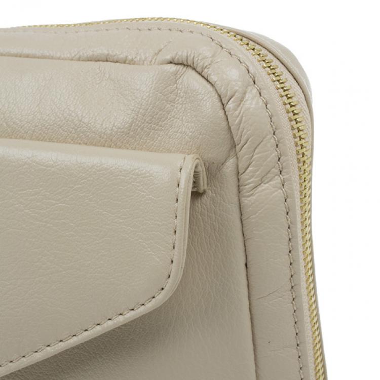 Pre Owned Chloe Cream Leather Leonie Clutch