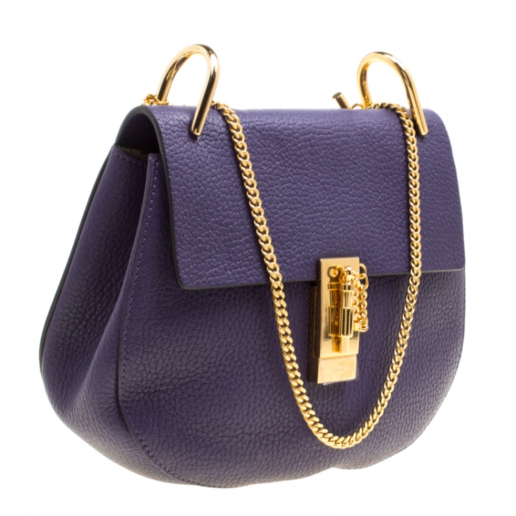 Pre Owned Chloe Storm Blue Leather Medium Drew Shoulder Bag