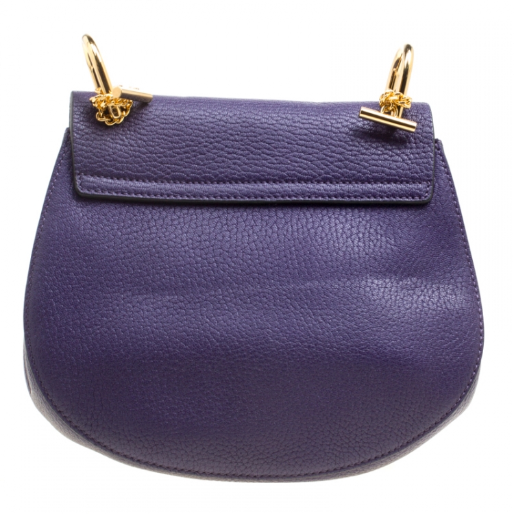 Pre Owned Chloe Storm Blue Leather Medium Drew Shoulder Bag
