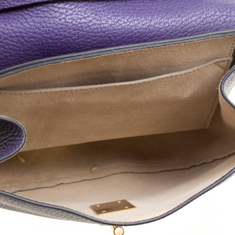 Pre Owned Chloe Storm Blue Leather Medium Drew Shoulder Bag