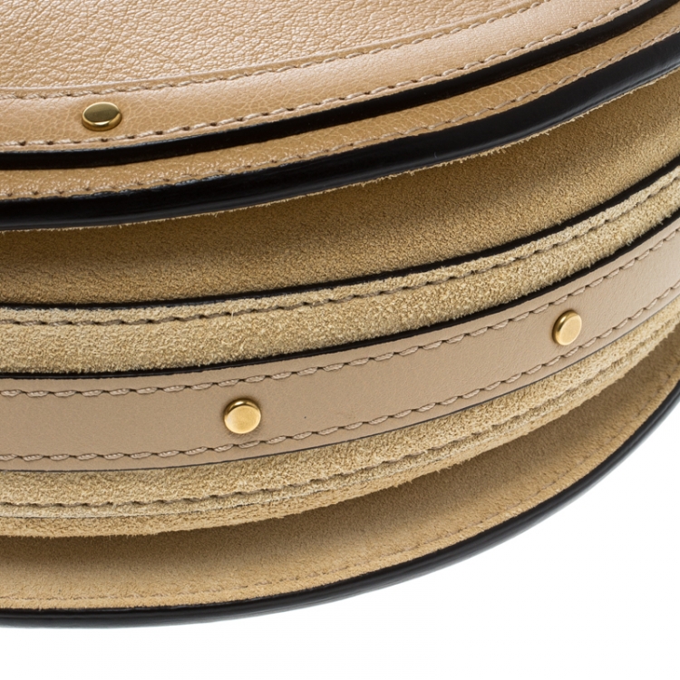 Pre Owned Chloe Beige Leather and Suede Small Pixie Round Shoulder Bag