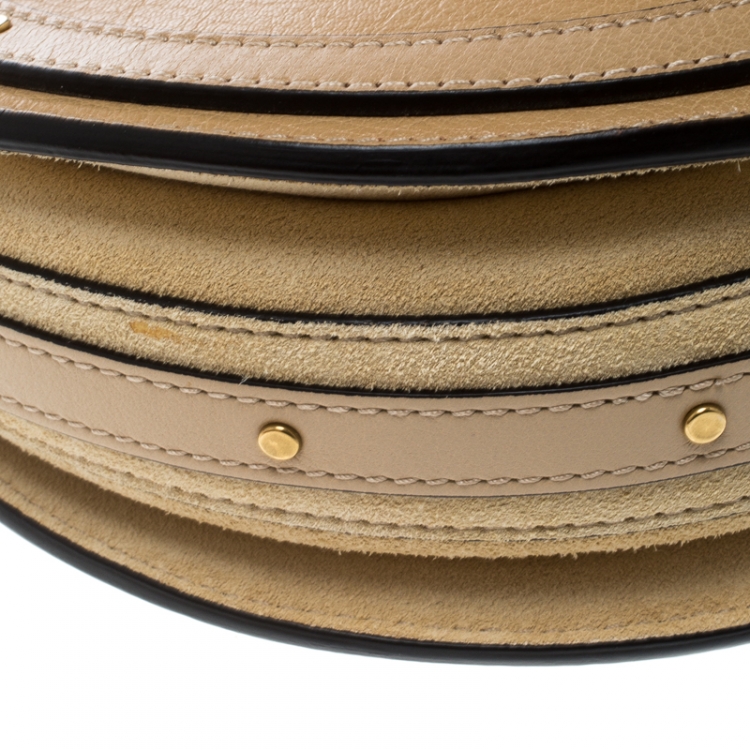 Pre Owned Chloe Beige Leather and Suede Small Pixie Round Shoulder Bag