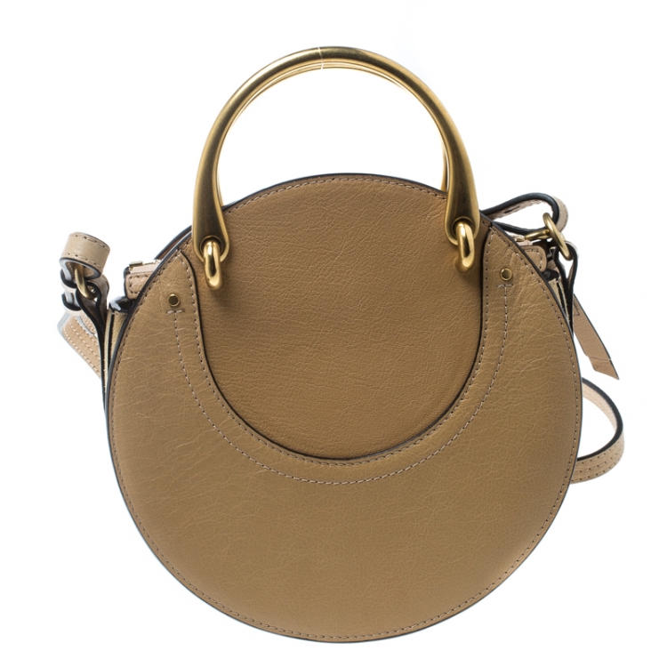 Pre Owned Chloe Beige Leather and Suede Small Pixie Round Shoulder Bag