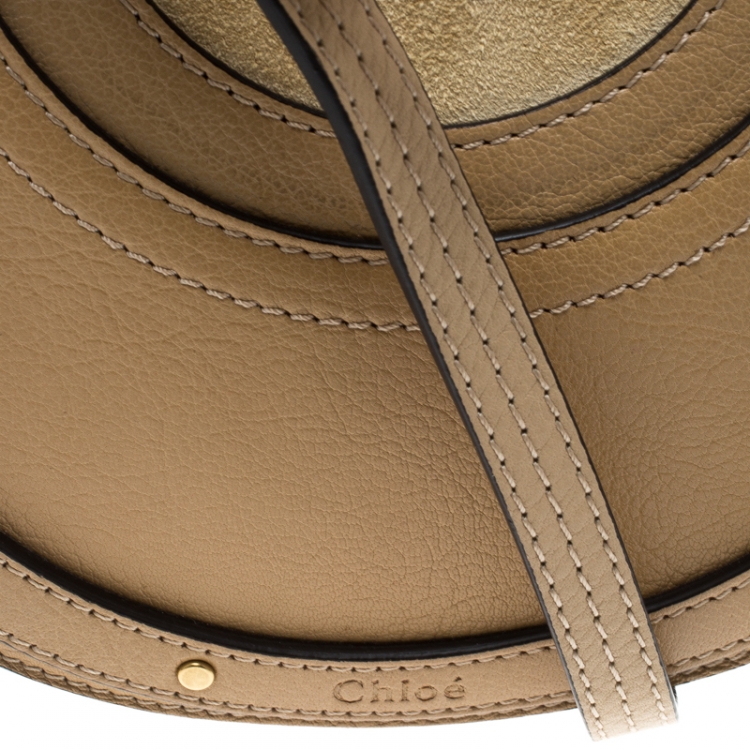 Pre Owned Chloe Beige Leather and Suede Small Pixie Round Shoulder Bag