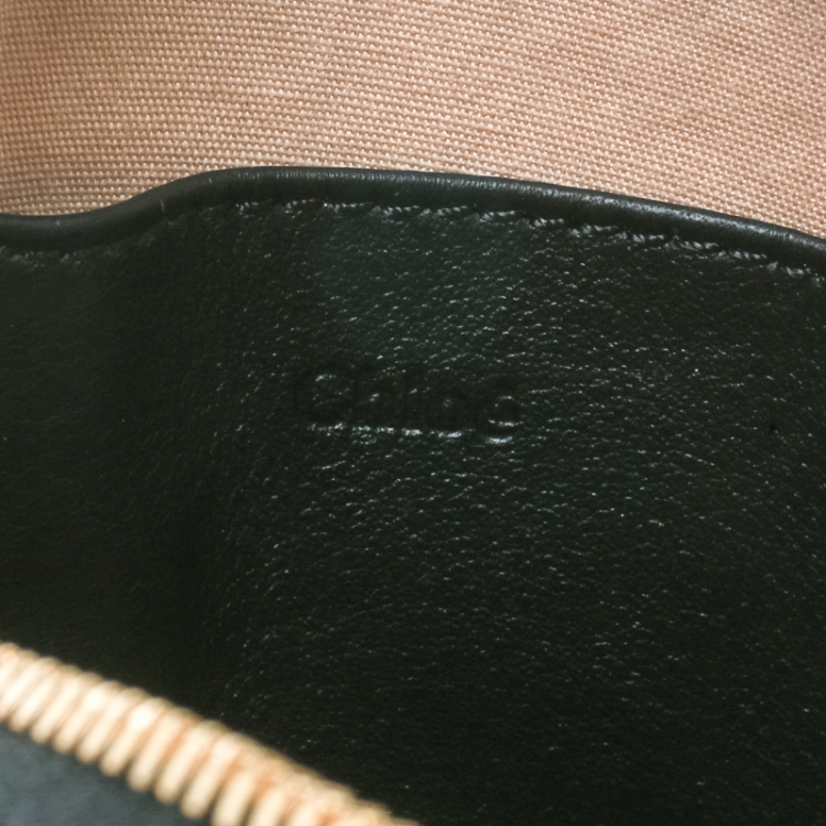 Pre Owned Chloe Black Leather Small Alphabet Round Purse 