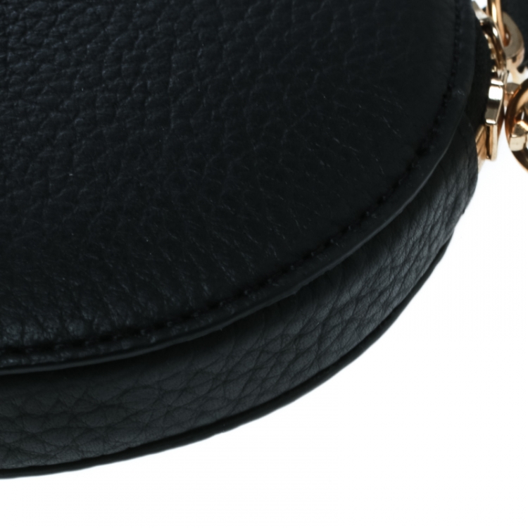 Pre Owned Chloe Black Leather Small Alphabet Round Purse 