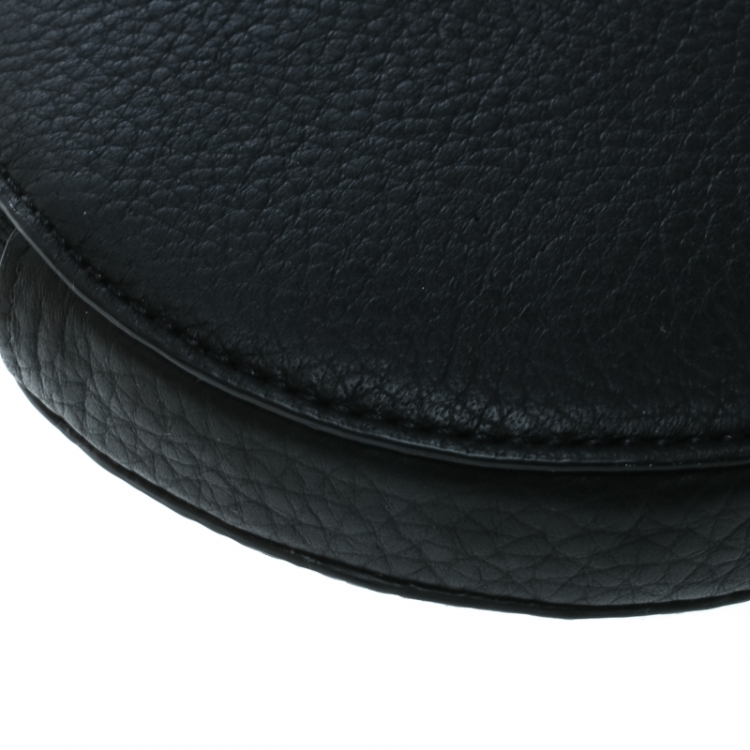 Pre Owned Chloe Black Leather Small Alphabet Round Purse 