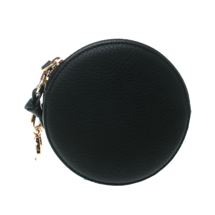 Pre Owned Chloe Black Leather Small Alphabet Round Purse 