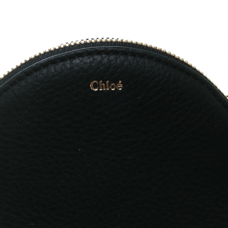 Pre Owned Chloe Black Leather Small Alphabet Round Purse 