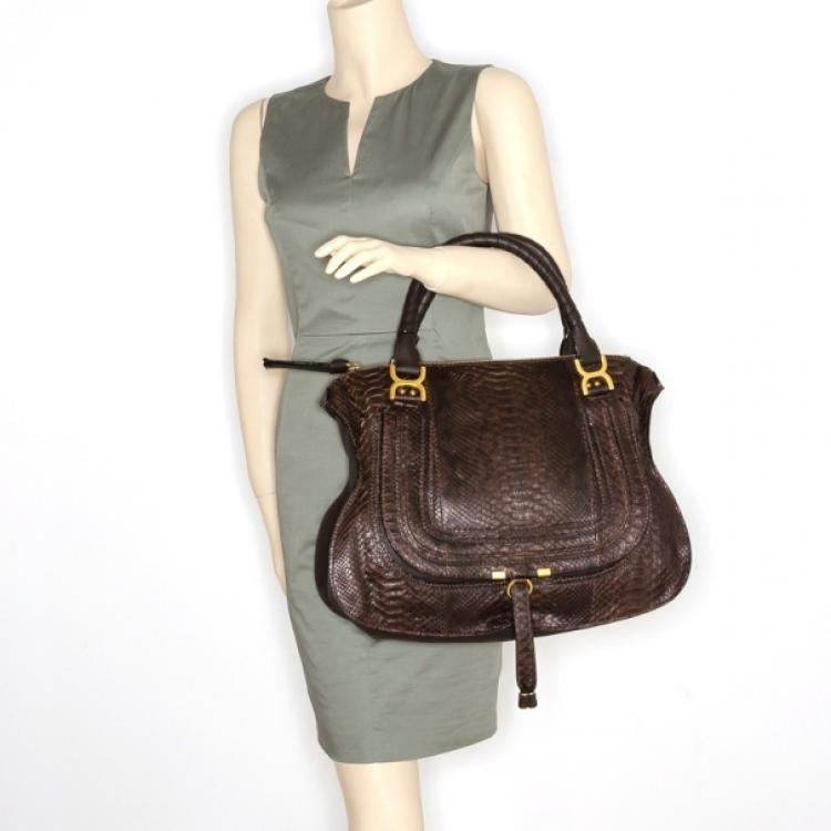 Pre Owned Chloe Python Marcie Large Satchel 	