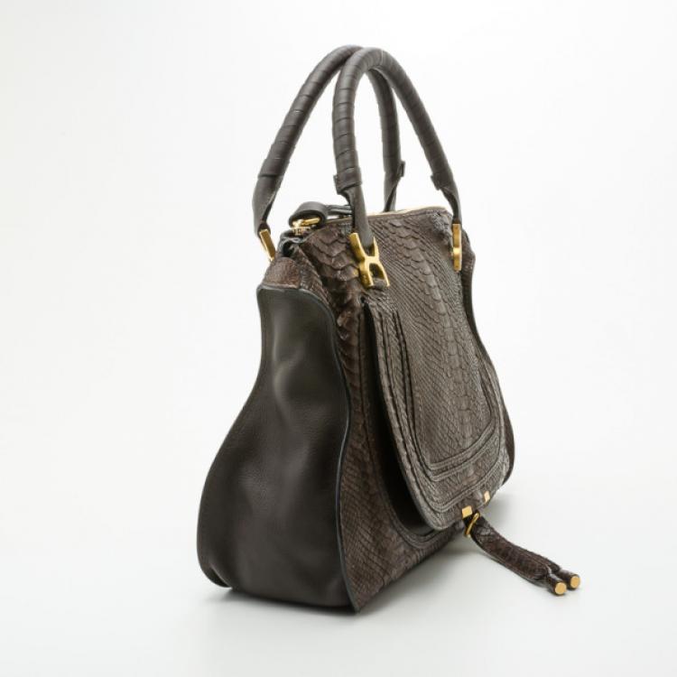 Pre Owned Chloe Python Marcie Large Satchel 	