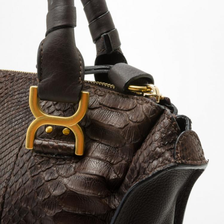 Pre Owned Chloe Python Marcie Large Satchel 	