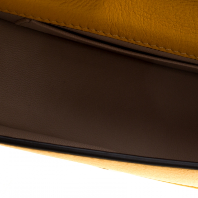 Pre Owned Chloe Mustard Leather Small Nile Minaudière Crossbody Bag