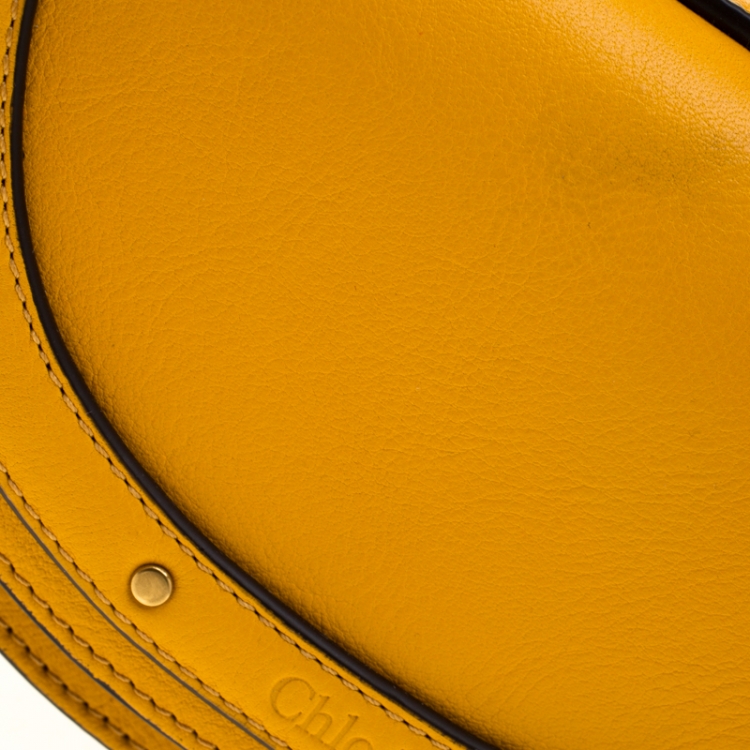 Pre Owned Chloe Mustard Leather Small Nile Minaudière Crossbody Bag