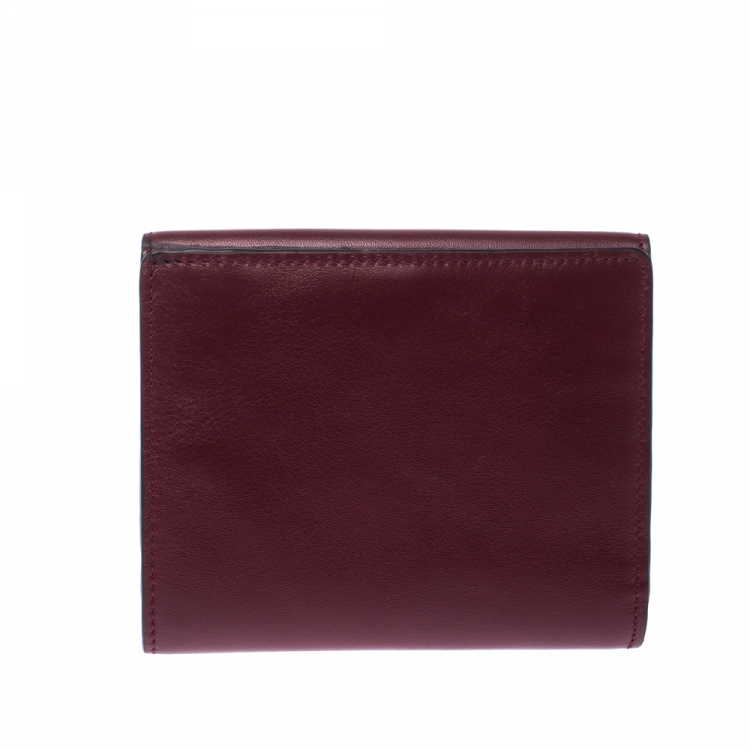 Pre Owned Chloe Burgundy Leather Drew Compact Wallet