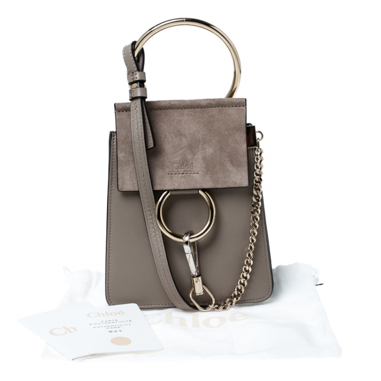 Pre Owned Chloe Motty Grey Leather Mini Faye Crossbody Bag