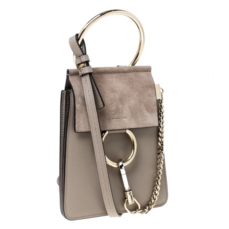 Pre Owned Chloe Motty Grey Leather Mini Faye Crossbody Bag