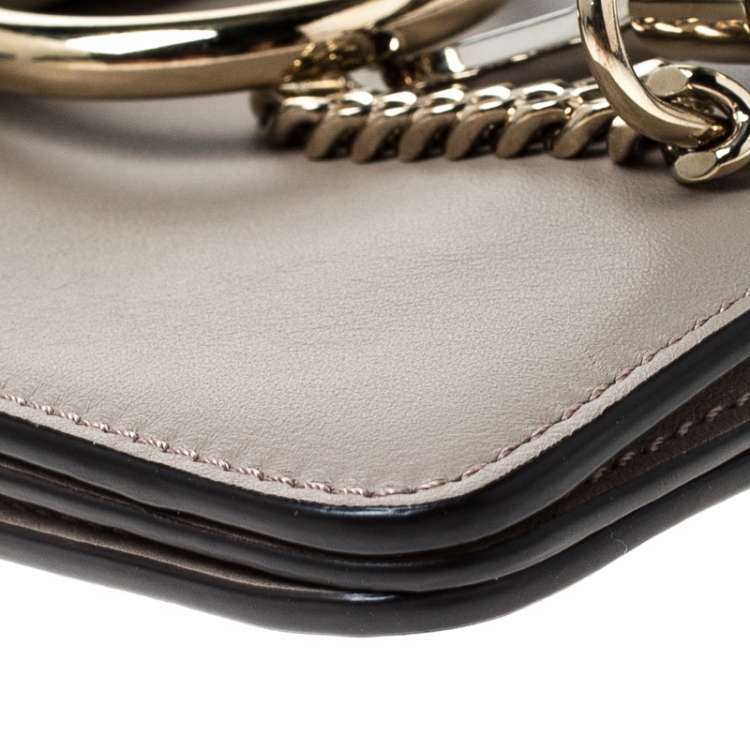 Pre Owned Chloe Motty Grey Leather Mini Faye Crossbody Bag