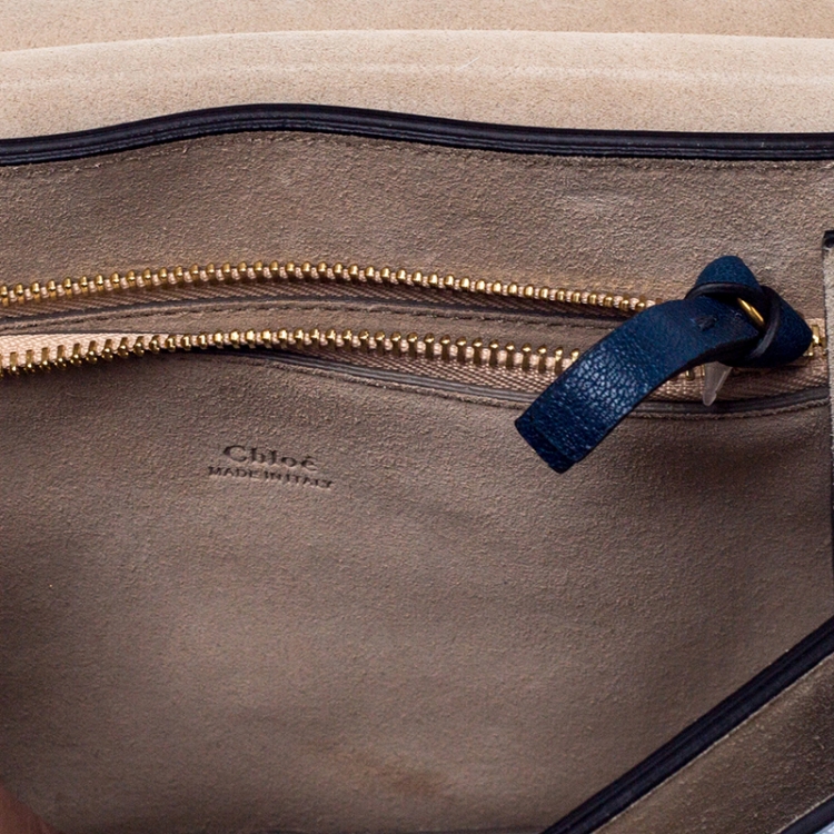 Pre Owned Chloe Blue Leather and Suede Faye Shoulder Bag